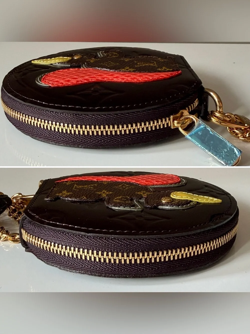 Louis Vuitton Animania Ecureuil Squirrel Coin Purse Amarante Vernis M91386